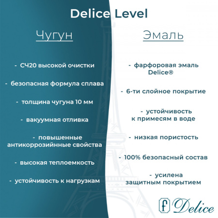 Ванна Ванна Delice Level 170х75 с антискользящим покрытием (в комплекте ванна с ножками, без слива-перелива)