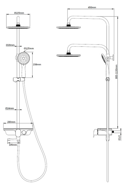 Душевая система WeltWasser WW DP 1020 CR 10000003184 Хром
