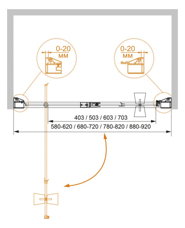Душевая дверь CEZARES ROSA-BA-1-90-RO-Bi