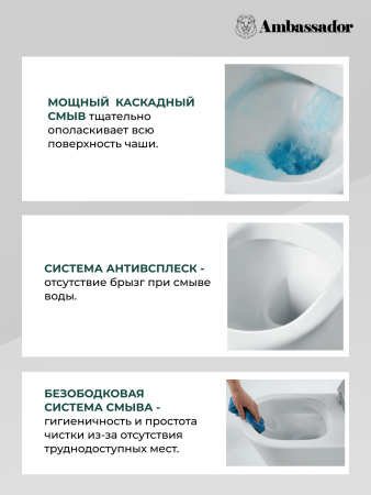 Унитаз Ambassador Forsa 243K19002RS (510*360*350) подвесной безободковый, 2 места