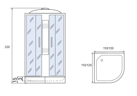 Душевая кабина МОНОМАХ 120/120/15 С МЗ