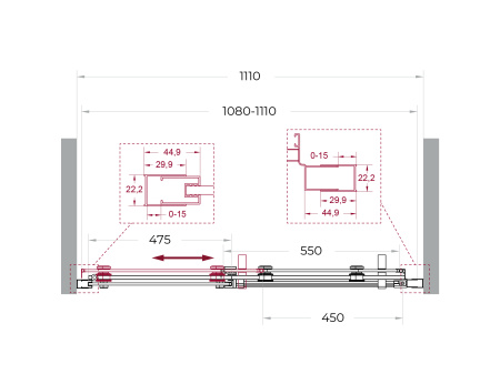 Душевая дверь в нишу BelBagno MARINO-2-BF-1-110-C-CR