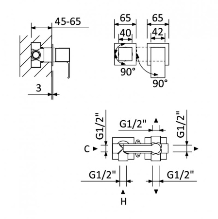 Смеситель для душа CEZARES PORTA-VDIM3-M-SR