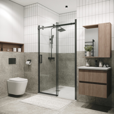 Душевая дверь в нишу Grossman Classic 100.K33.04.160.42.00 (160х195) графит сатин,стекло прозрачное,раздвижная, 1 место