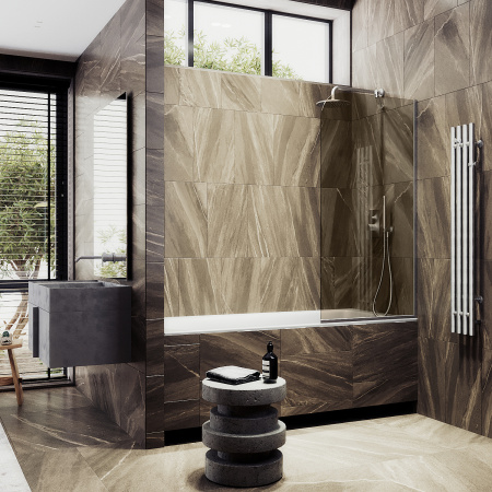 Шторка на ванну MaybahGlass в узком профиле, 6 мм, Стекло Бронза, 34x140 (MGV-127-5у)