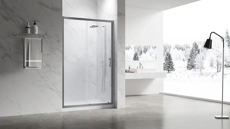 Душевая дверь в нишу Veconi Vianno VN-55GM, 1400x1950, Оружейная сталь, стекло прозрачное