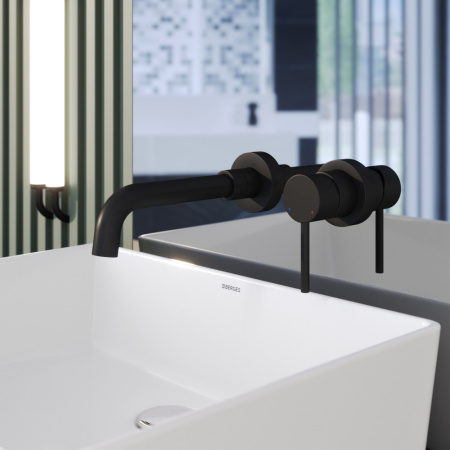 Смеситель для раковины Berges VENTAS R скрытого монтажа, раздельный, черный матовый(076012)