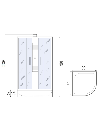 Душевая кабина River Rein Б/К 90/24 MT