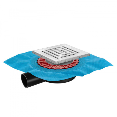 Трап для душа BERGES водосток ZENTRUM Uno 150х150, матовый хром, выпуск D50 H65 боковой