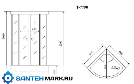Душевая кабина Timo Lux T-7790 90x90 Душевая кабина Timo Lux T-7790 90x90