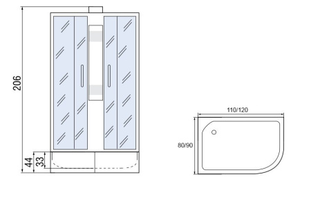 Душевая кабина МОНОМАХ Б/К 120/80/44 МЗ L Душевая кабина МОНОМАХ Б/К 120/80/44 МЗ L