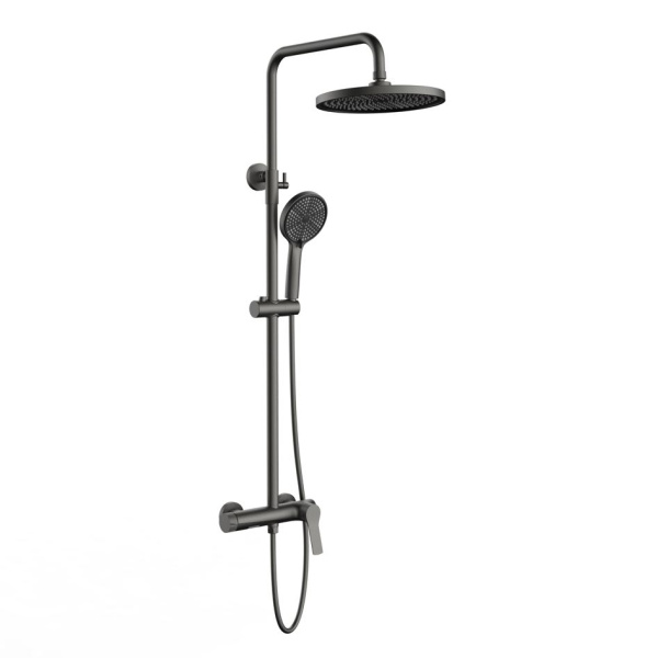 Душевая стойка Vincea Arco VSFS-4AR1GM с изливом, вороненая сталь