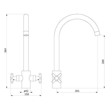 Смеситель для кухонной мойки Damixa RedBlu Neo Classic 240000000 Черный