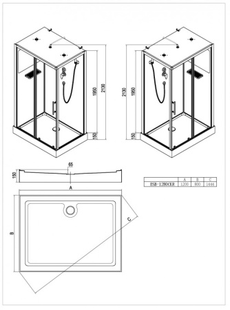 Душевая кабина Esbano ESB-1280CKR