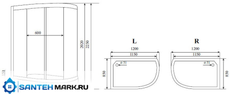 Душевая кабина Timo Standart T-6602 Black L 120x85 Душевая кабина Timo Standart T-6602 Black L 120x85