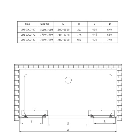 Душевая дверь в нишу Vincea Alpha VDS-3AL2160MT, 1600, хром, стекло текстурное
