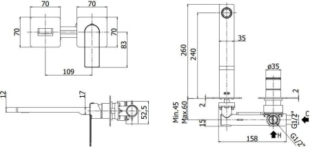 Смеситель Paffoni Tango TA106ST70 (с внутренней частью)