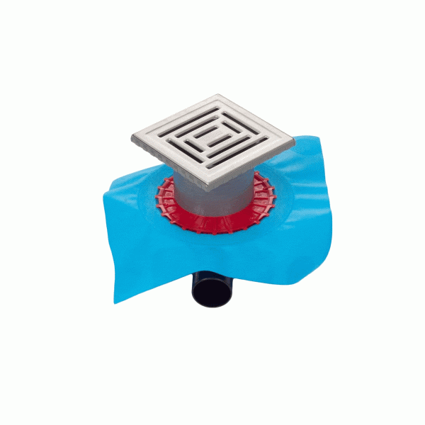 Трап для душа BERGES водосток ZENTRUM Uno 150х150, матовый хром, выпуск D50 H65 боковой