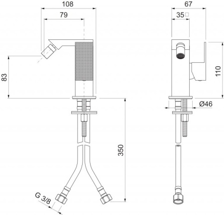 Смеситель для биде Cezares Prizma PRIZMA-BSM1-NOP-W0