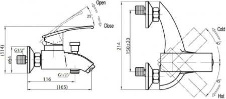Смеситель для ванны Cezares Turbolenza TURBOLENZA-C-VD-01