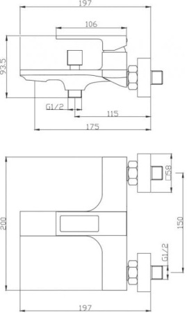 Смеситель для ванны BelBagno Luce LUC-VAS-CRM