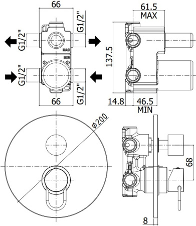 Смеситель Paffoni Joker JK019NO (с внутренней частью)