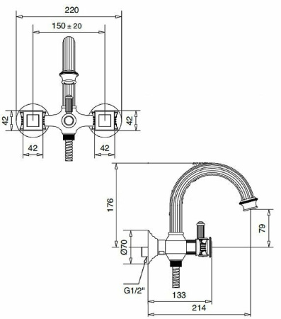 Смеситель для ванны Cezares Olimp VD OLIMP-VD-02-M Бронза