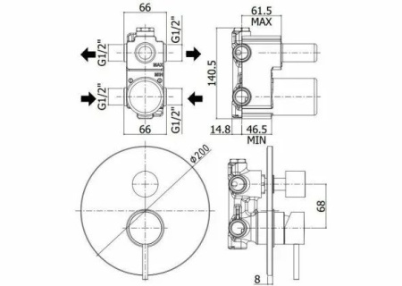 Смеситель Paffoni Light LIG018HGSP (с внутренней частью)