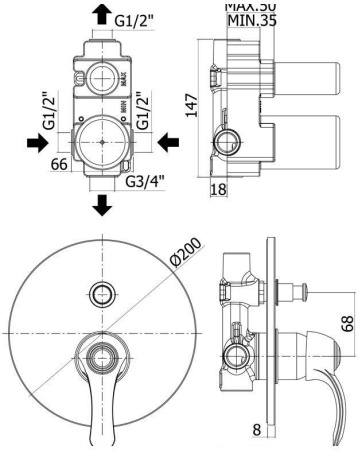 Смеситель Paffoni Flavia FA015CR (с внутренней частью)