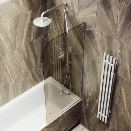 Шторка на ванну MaybahGlass в узком профиле, 6 мм, Стекло Бронза, 34x140 (MGV-127-5у)