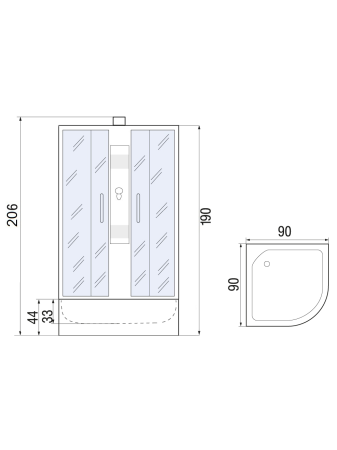 Душевая кабина River Rein Б/К 90/44 MT