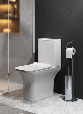 Унитаз Grossman Classic GR-4464SQ (640х350х800) безободковый,белый с тонкой крышкой,микролифт,смыв торнадо,2 места