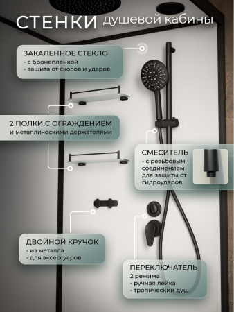 Душевая кабина Frank Frank F412/1L Black 120x80