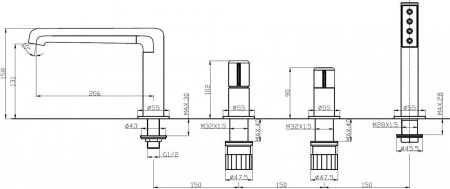 Смеситель для ванны BelBagno Uno UNO-BVD4-CRM