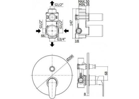 Смеситель Paffoni Green 5 в 1 (сет 8) (с внутренней частью) Смеситель Paffoni Green 5 в 1 (сет 8) (с внутренней частью)