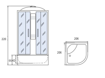 Душевая кабина МОНОМАХ 150/150/55 С МЗ