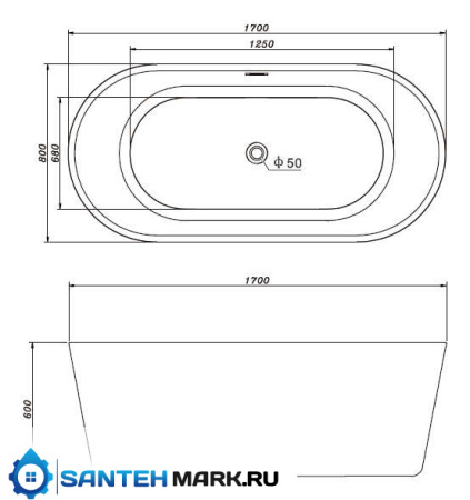 Акриловая ванна Abber AB9209 170х80