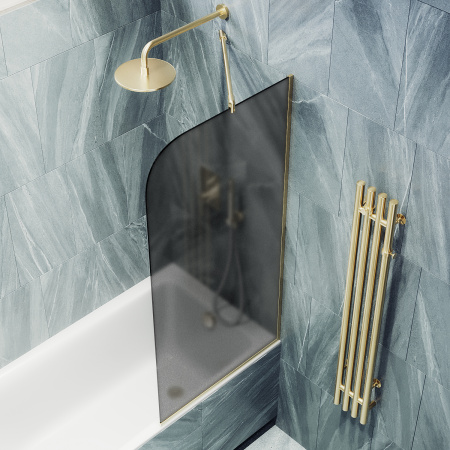 Шторка на ванну MaybahGlass в узком профиле, 6 мм, Стекло Графит матовый, 44x140 (MGV-133-3у) универсальная