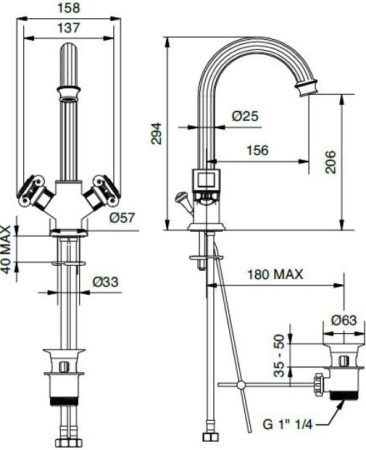 Смеситель для раковины Cezares Olimp OLIMP-LS2-03/24-M с донным клапаном
