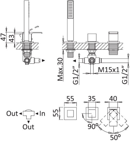 Смеситель для ванны Cezares Porta PORTA-BVDM3-01 Смеситель для ванны Cezares Porta PORTA-BVDM3-01