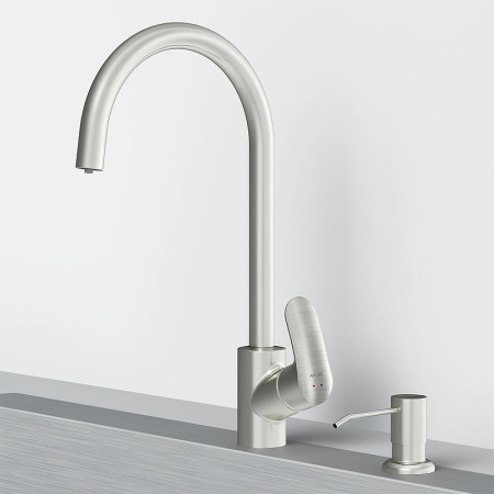 Смеситель для кухонной мойки AM.PM Like F8007T11 с дозатором для моющего средства Сатин