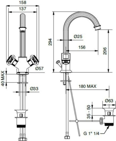 Смеситель Cezares Olimp OLIMP-LS2-01-M с донным клапаном