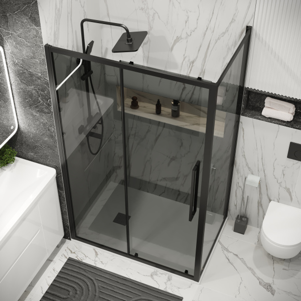 Душевая боковая стенка Grossman Cosmo 200.K33.02.100.21.10 (100х195) черный матовый,стекло тонированное, 1 место