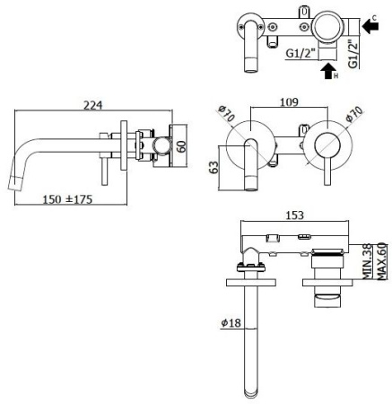 Смеситель Paffoni Stick SK101CR70 (с внутренней частью) хром