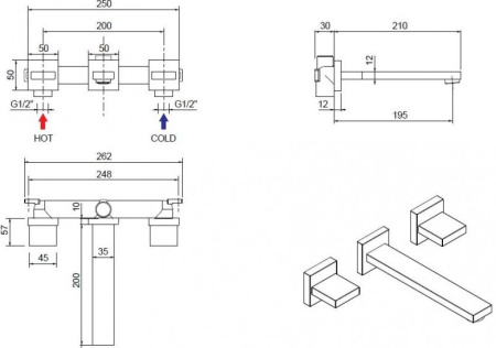 Смеситель для раковины Cezares Unika UNIKA-BLI3-03/24 с внутренней частью Смеситель для раковины Cezares Unika UNIKA-BLI3-03/24 с внутренней частью