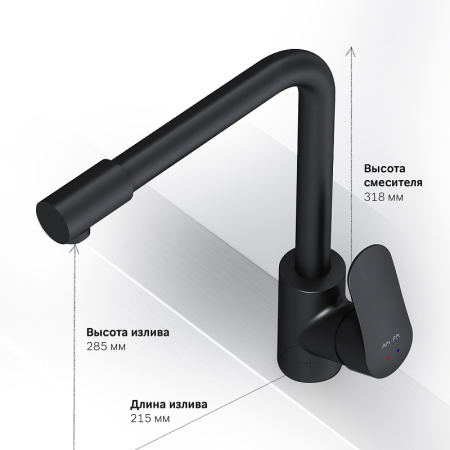 Смеситель для кухонной мойки AM.PM Like F8005722 Черный