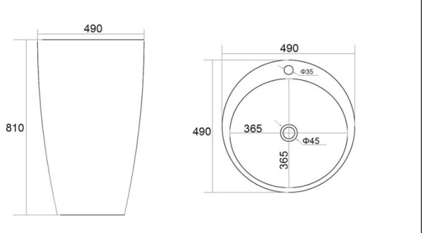 Раковина WELTWASSER LEERBACH 4949 GL-WT 49x49 белый глянец