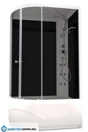 Душевая кабина Domani-Spa Delight 128 high R с гидромассажем черные стенки матовые стекла