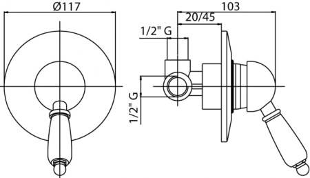 Смеситель Cezares Vintage VINTAGE-DIM-03/24-Sw с внутренней частью