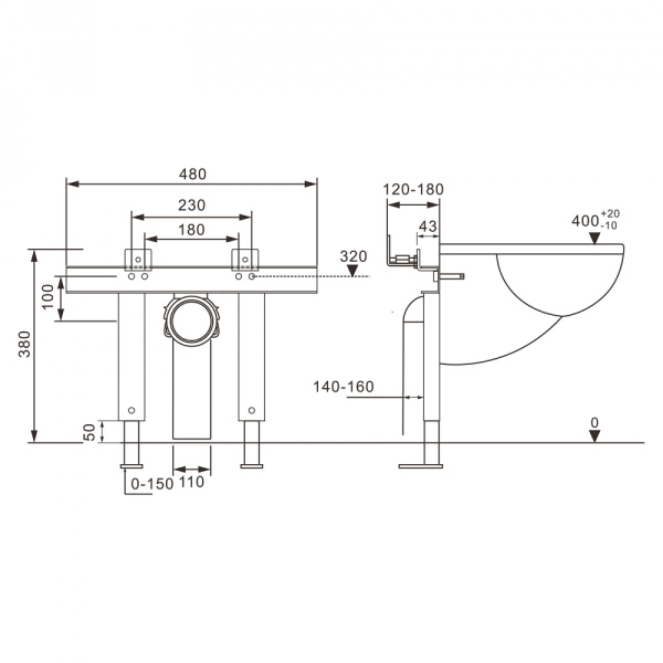 Инсталляция ABBER AC0102P для подвесного унитаза с импульсным смывом